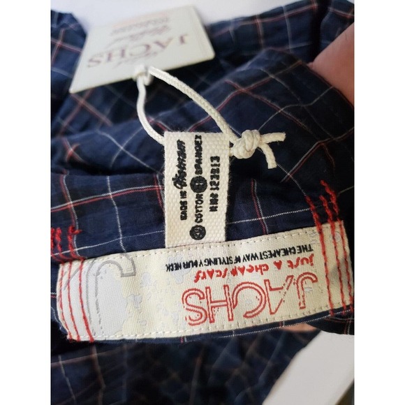 J.A.C.H.S Mens One Size Blue Plaid Cotton Stretch Lizard Lounge Scarves NWT - Picture 2 of 4